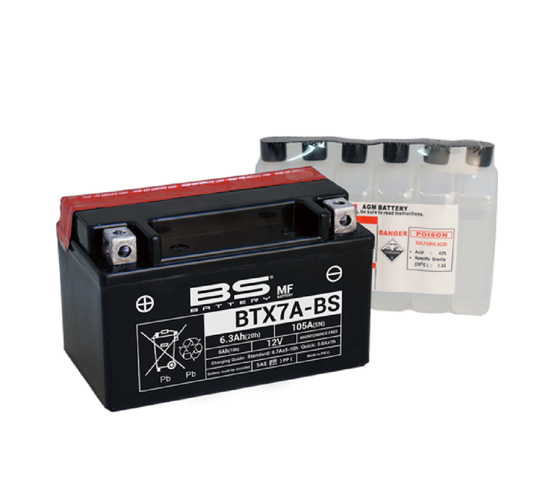 BS Battery BTX7A-BS 12V 6.3Ah (YTX7A-BS)